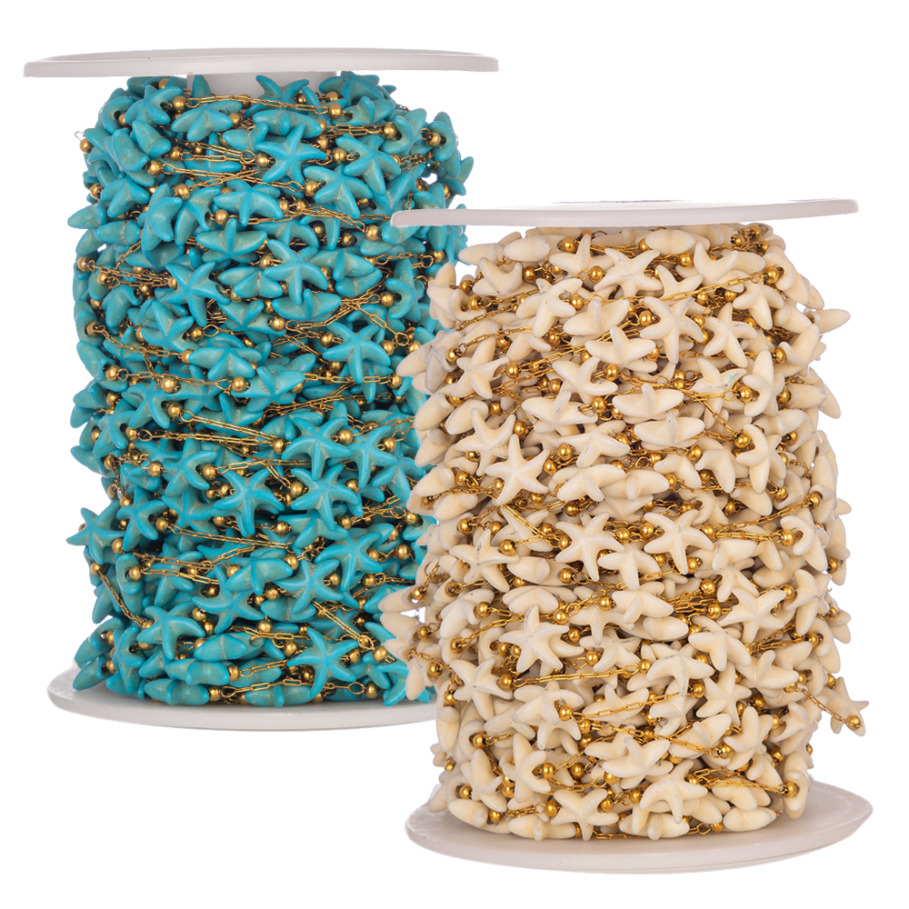 Bracelet Link Remover - 1Meter Stainless Steel Starfish Turquoise Beads