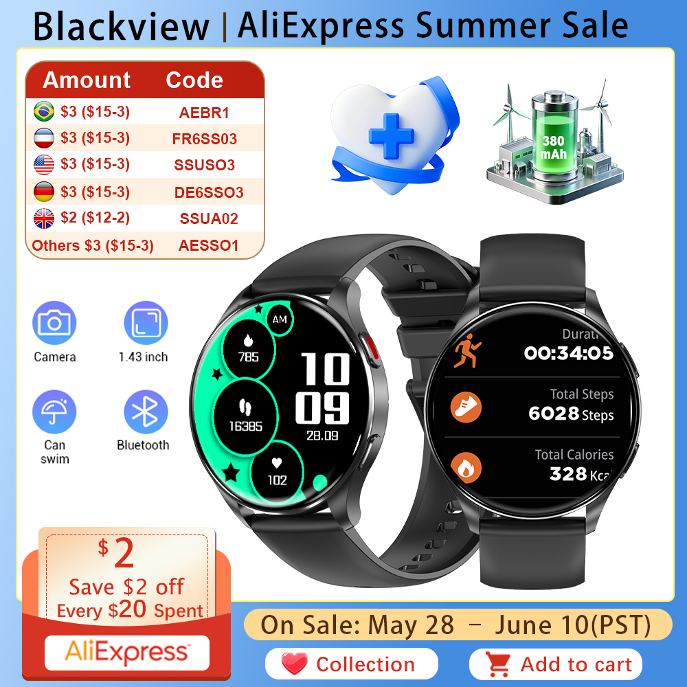 Smartwatch Latest Watches For Women - Blackview X20 Smart Watch 1.43