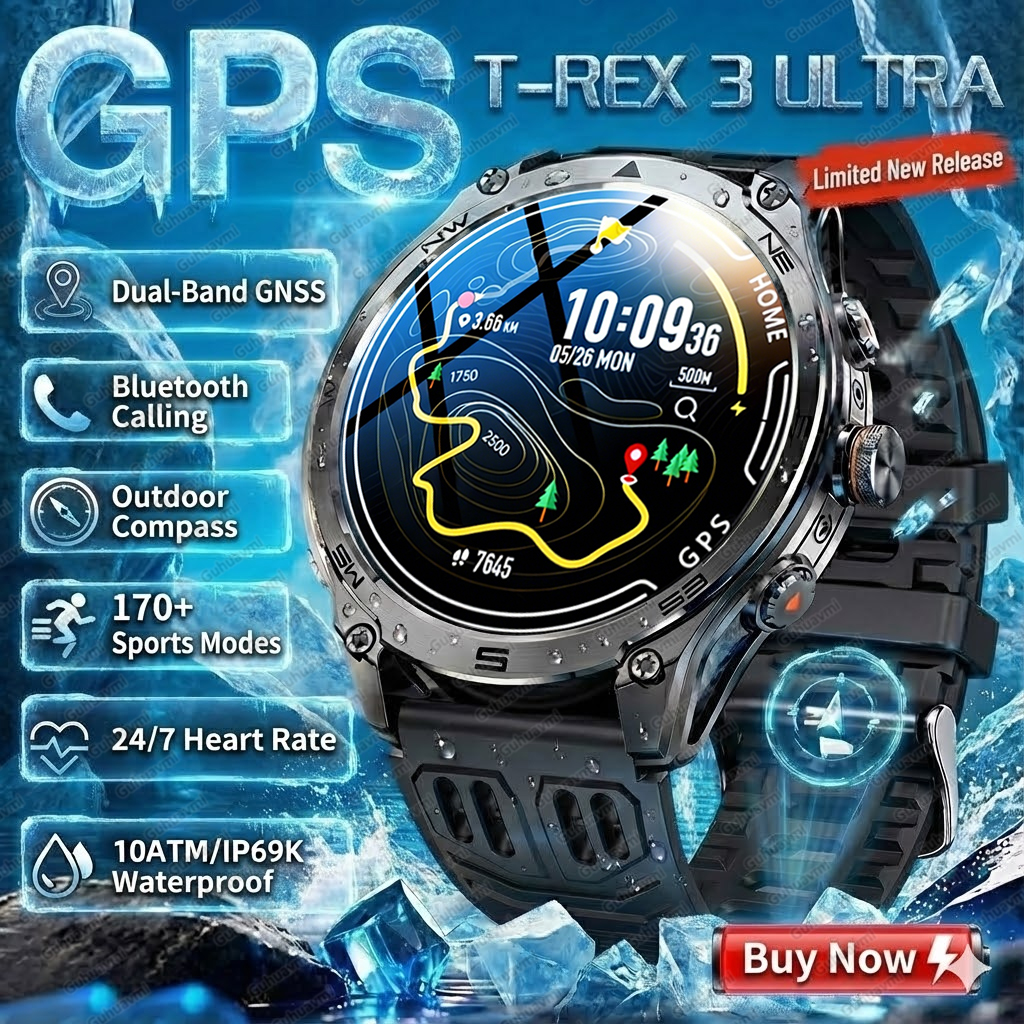 Smartwatch Rugged Watches For Men - T-Rex 3 Military Grade 1000mAh Battery