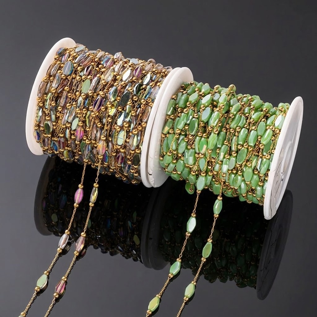 Bracelet Link Remover - 1Meter Stainless Steel Gold Beaded Crystal