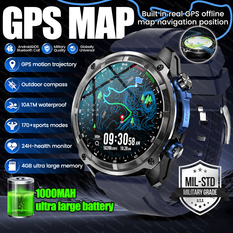 Smartwatch Watches Brands For Men - New Military Offline GPS Map Smart