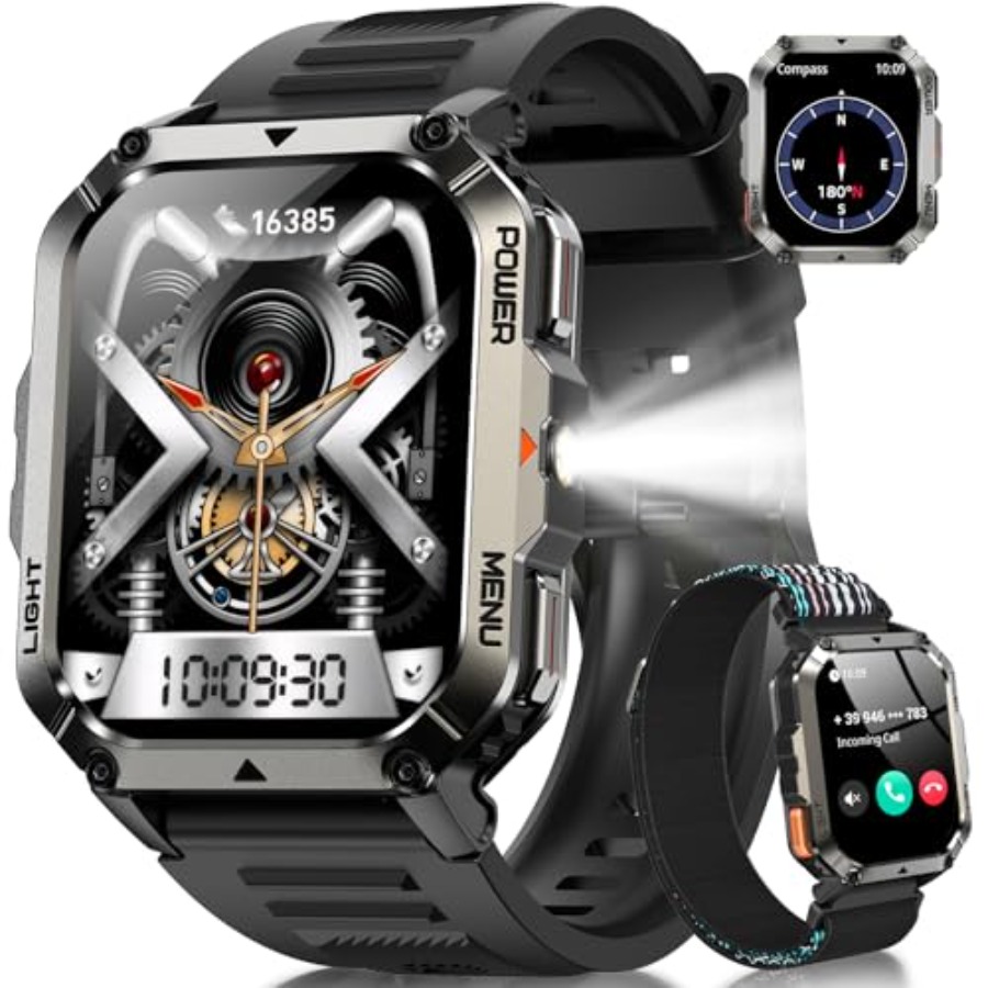 Smartwatch Rugged Watches For Men - Military Tactical Smart Watches for Men,