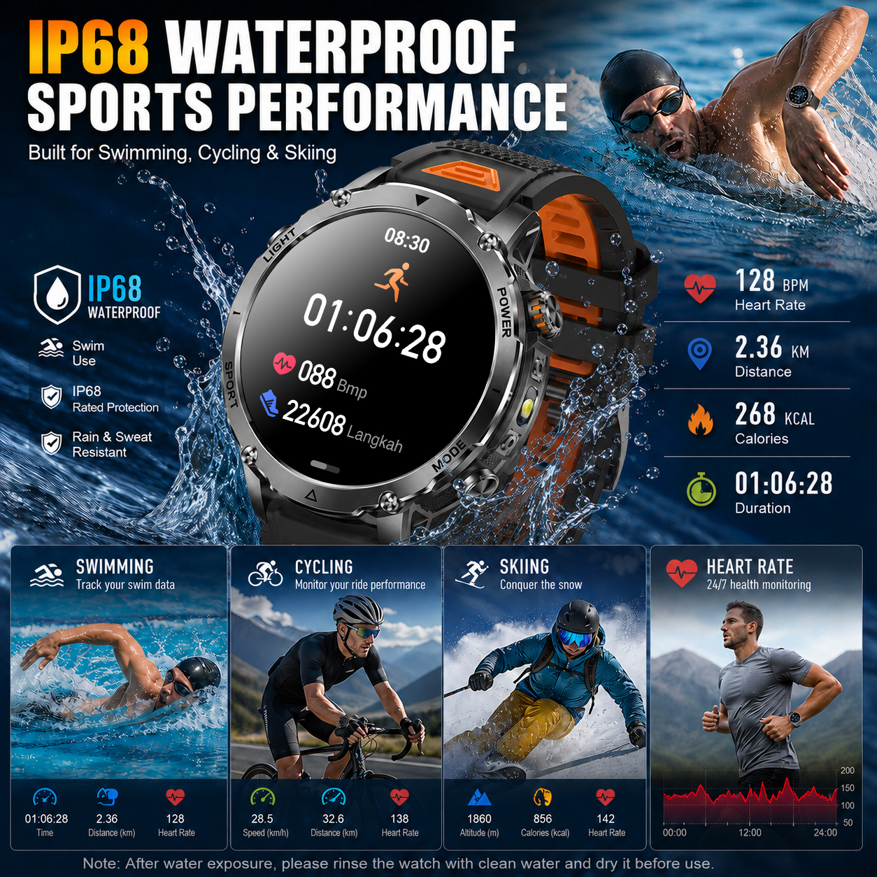 2026 New Rugged Power Smart Wa - огляд і ціна Smartwatch Rugged Watches For Men