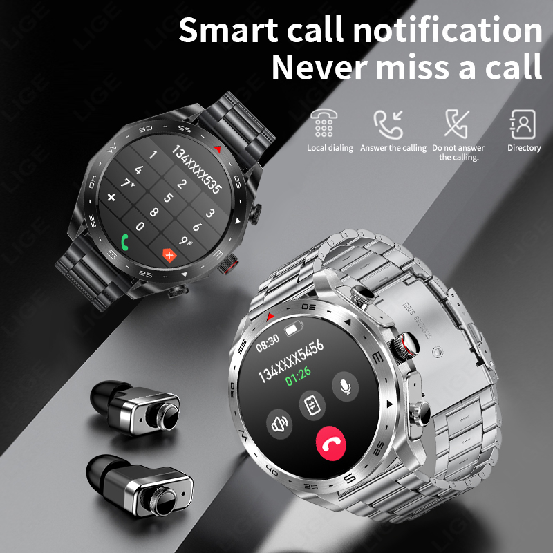 LIGE TWS Earbuds Bluetooth Hea - огляд і ціна Smartwatch Noise Watches For Men
