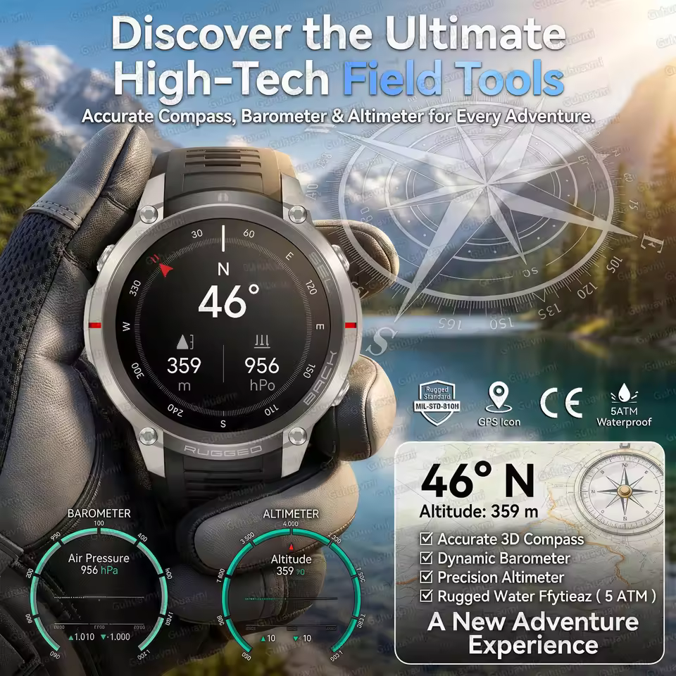 NEW Rugged Military GPS Offlin - огляд і ціна Smartwatch Rugged Watches For Men