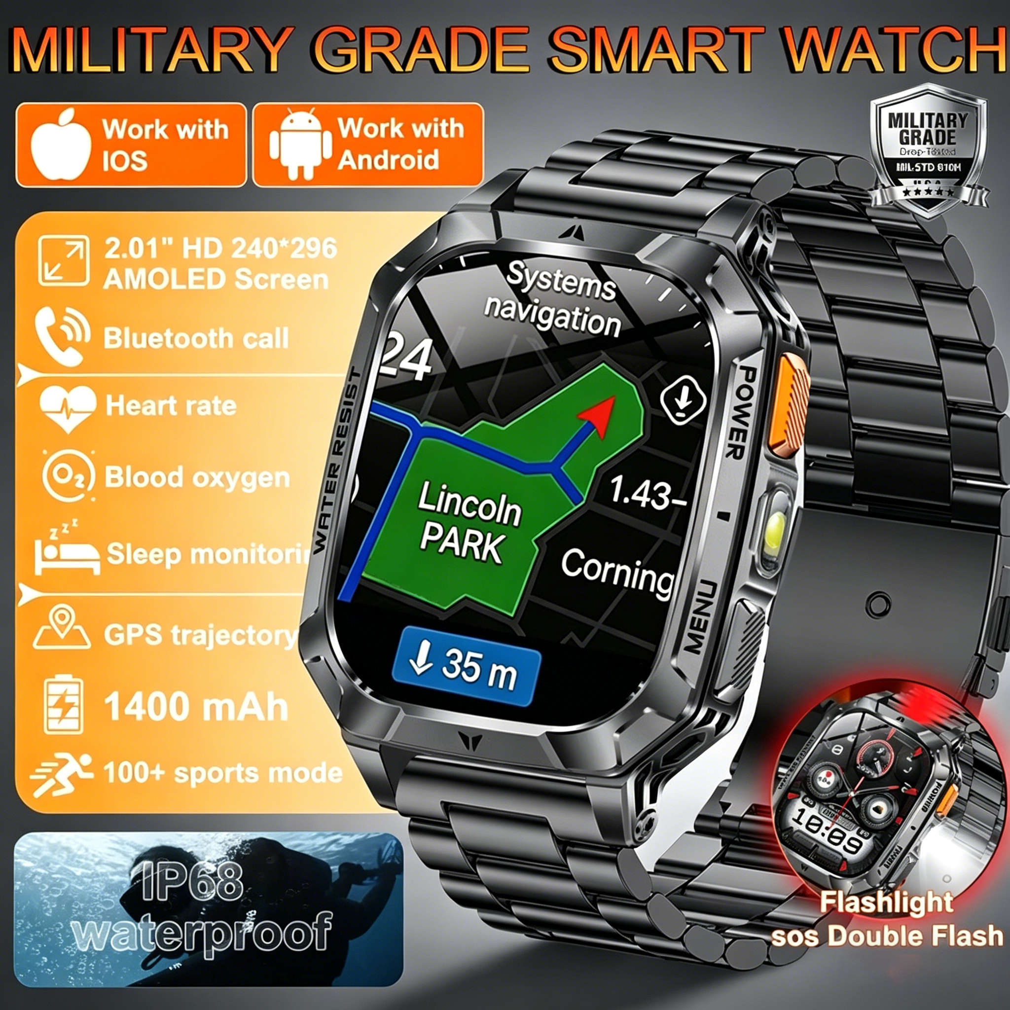 Hot Rugged Outdoor Smart Watch - огляд і ціна Smartwatch Rugged Watches For Men