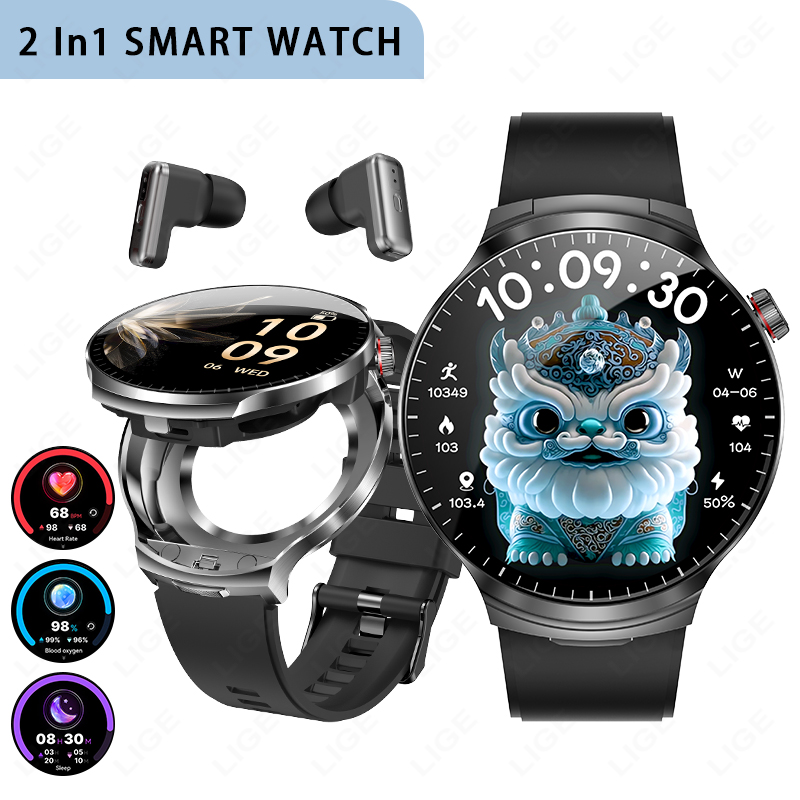LIGE New TWS 2 in 1 Headset Sm - огляд і ціна Smartwatch Noise Watches For Men
