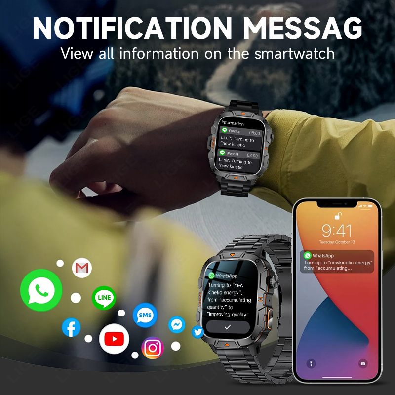 LIGE Rugged Military Smart Wat - огляд і ціна Smartwatch Rugged Watches For Men