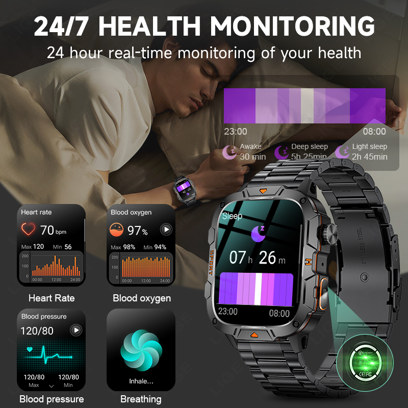 LIGE Rugged Military Smart Wat - огляд і ціна Smartwatch Rugged Watches For Men