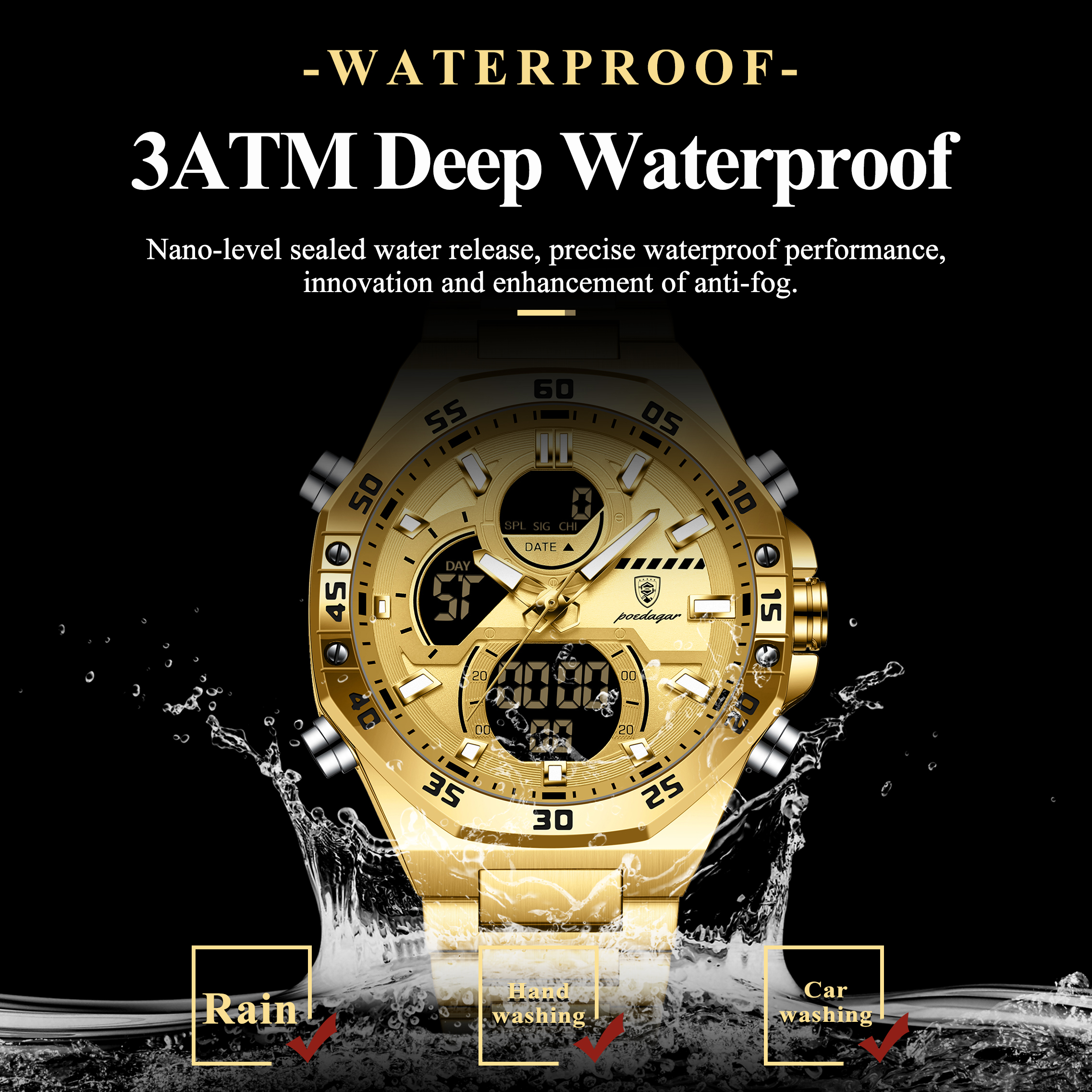 POEDAGAR Sport Men Watch LED W - огляд і ціна Chronograph Sport Watch