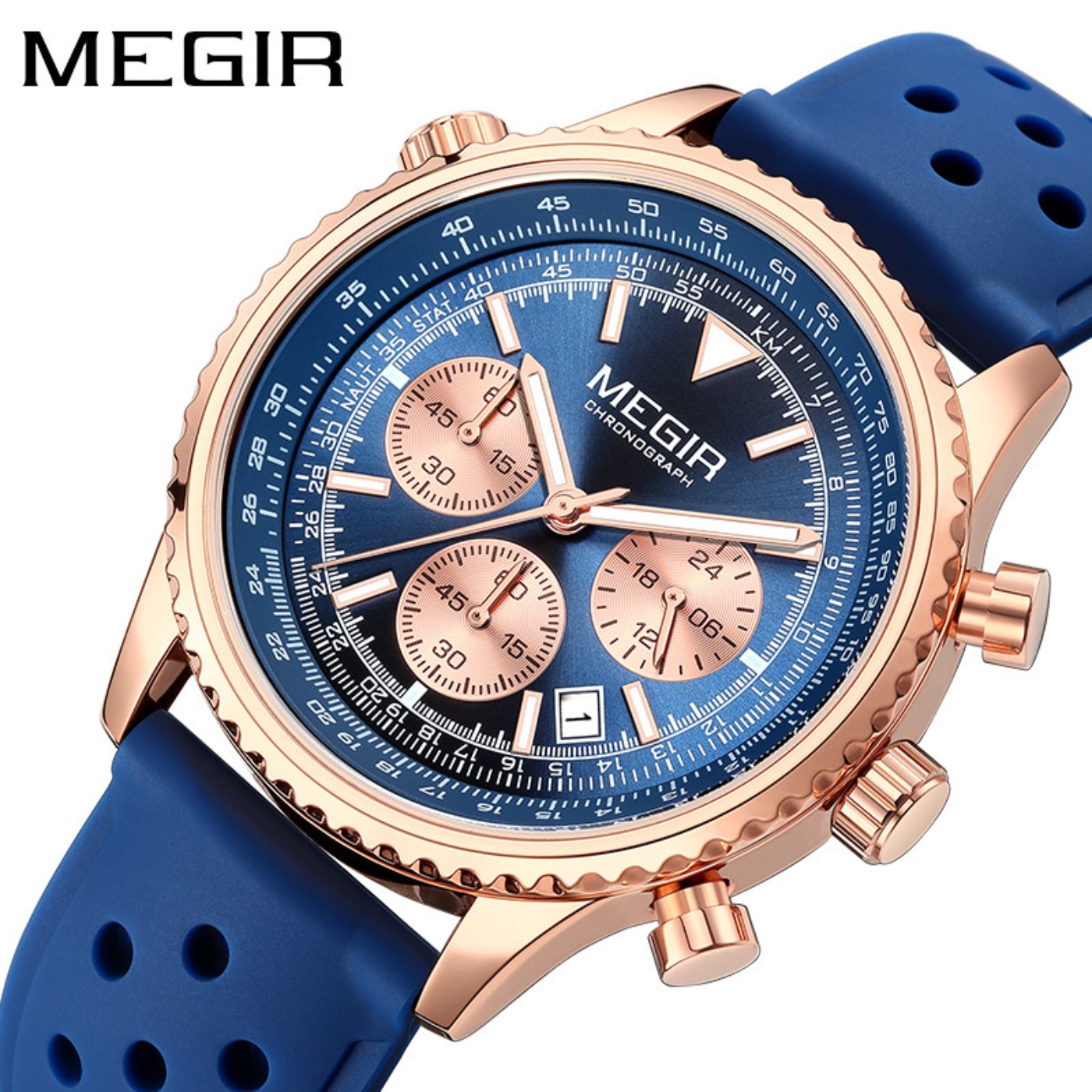 MEGIR Silver Black Quartz Watc - огляд і ціна Chronograph Sport Watch