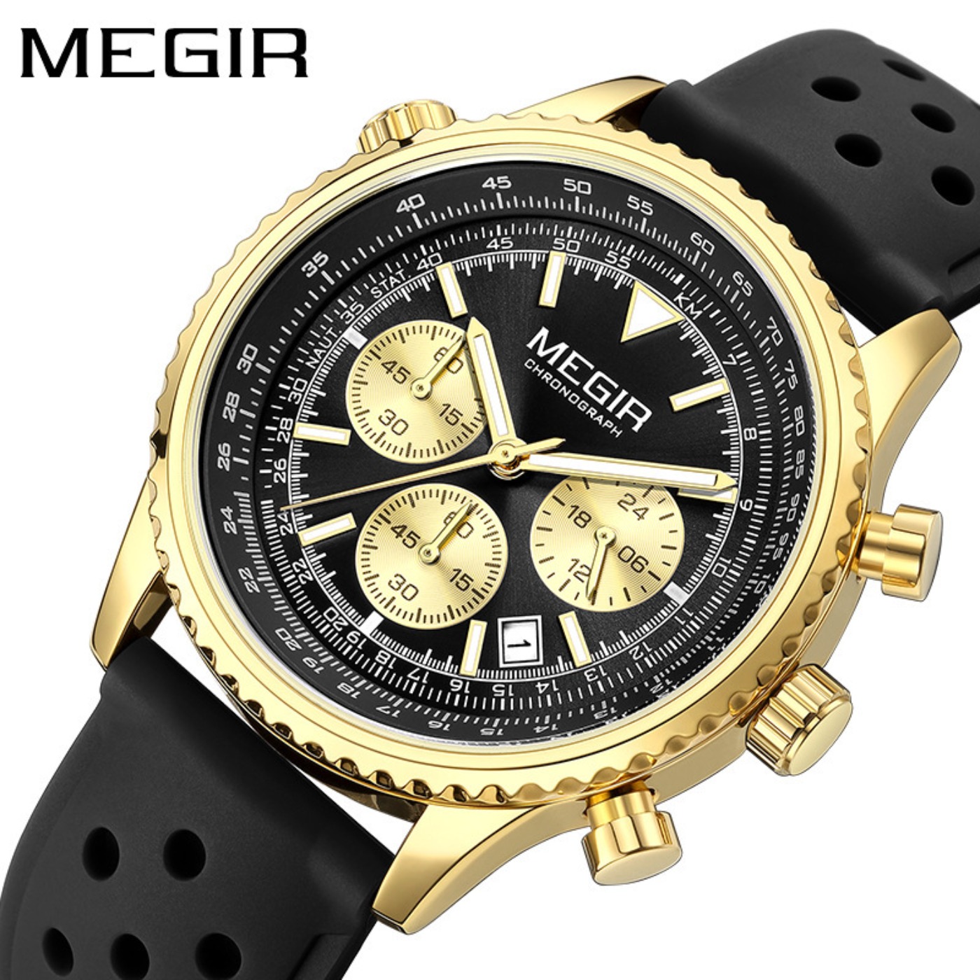 MEGIR Silver Black Quartz Watc - огляд і ціна Chronograph Sport Watch