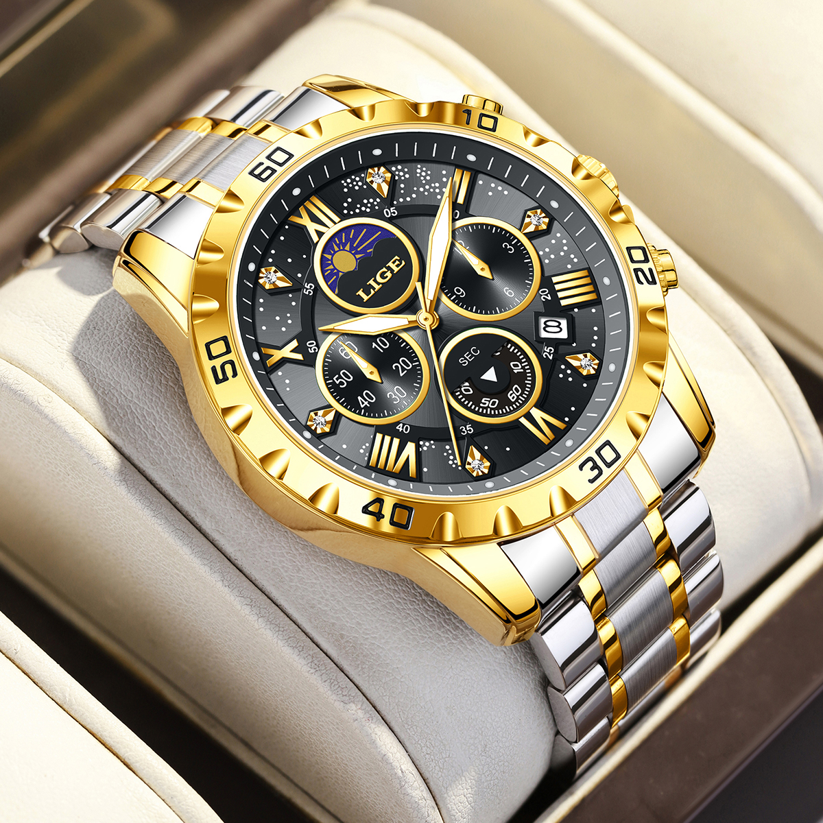 LIGE Top Brand Luxury Quartz M - огляд і ціна Chronograph Sport Watch