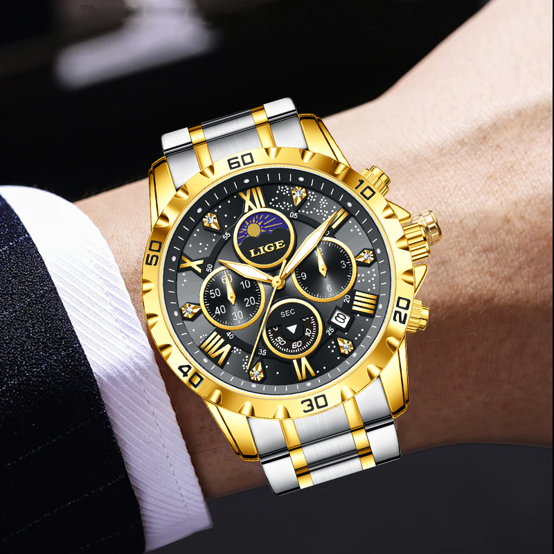 LIGE Top Brand Luxury Quartz M - огляд і ціна Chronograph Sport Watch