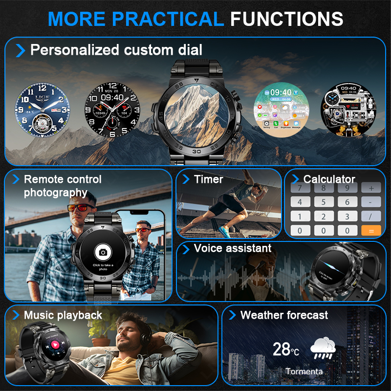 LIGE Rugged Military Smart Wat - огляд і ціна Smartwatch Rugged Watches For Men